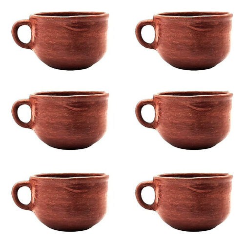 6 Tazas De Barro Rojo Para Servir Café, Chocolate O Té