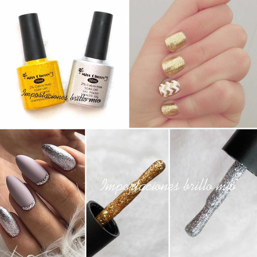 Imagen 1 de 3 de Paquete Plata Y Dorado Miss Cherry 10ml Gel Semipermanente