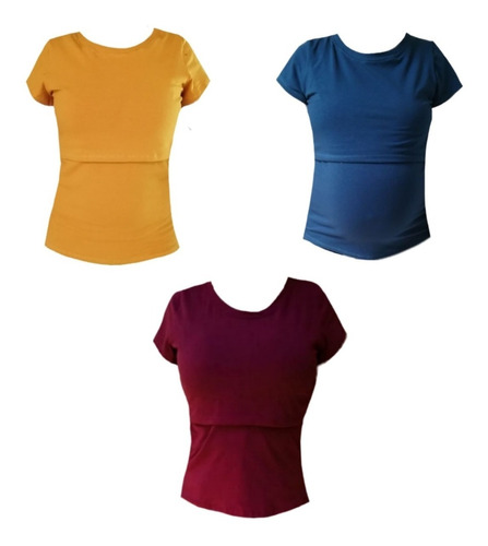 3 Pack Blusa Lactancia Y Embarazo Changuitos Playera Lycra