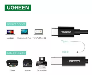 Cable Usb C - Usb-b 2.0 Carga Datos Pc Laptop - 2m Pvc Dac