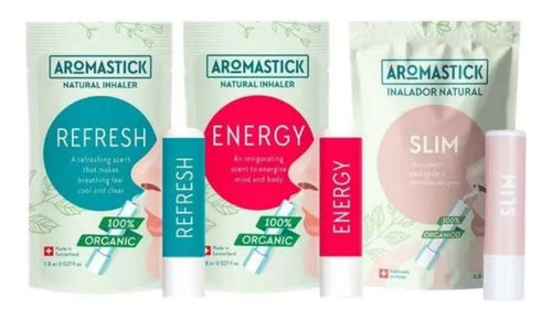 Kit Com 3 Aromastick Inalador Nasal Natural 100% Orgânico