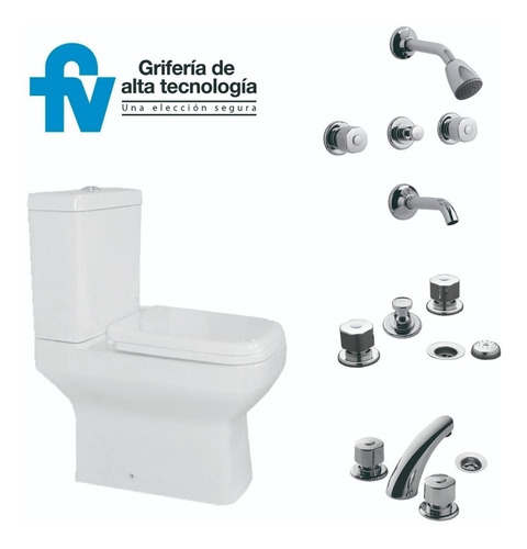 Griferia Combo Fv Ducha Lavatorio Bidet Inodoro Dion- Cuotas