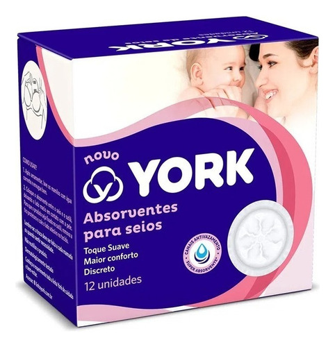 Absorventes para seios York Super Absorvente branco adesivos 12 u