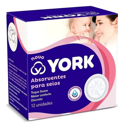 Absorventes para seios York Super Absorvente branco adesivos 12 u