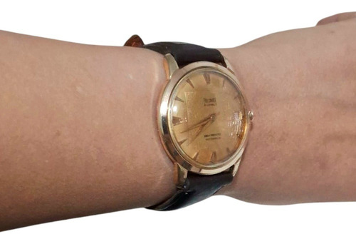 Reloj Pulsera Precimax 21 Jewels A Cuerda Años 60 Marrón Oscuro Dorado Dorado (Usado)