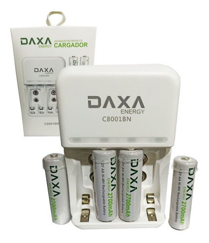 Imagen 1 de 2 de Baterias Daxa 2700 Mah Aa Recargables  Pack + Cargador