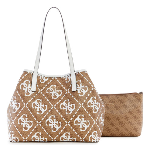 Bolsa Guess Estilo Tote Café Monograma 100% Original Nueva