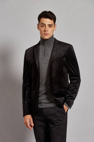Saco Devré Pana Liso Slim Negro Hombre 02d000181002