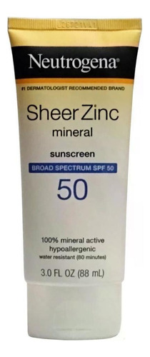 Protetor Solar Neutrogena Sheer Zinc Oxide Fps 50 88ml Dry