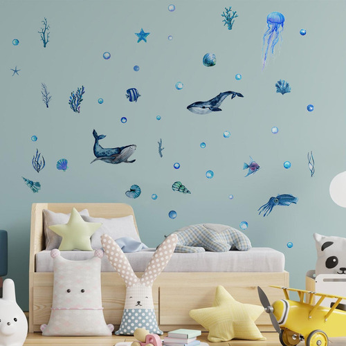 Calcomanías De Pared De Peces De Océano Calcomanías Luminosa