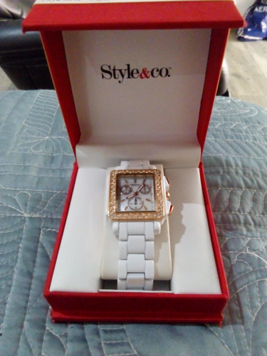 Reloj De Pulsera Para Mujer Style&co.acero Inoxidable Blanco