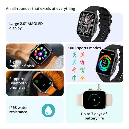 Reloj Inteligente Colmi C81 Amoled De 2.0 Pulgadas Compatibl