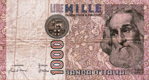 Billete De Italia - 1000 Liras - 1982 - En Mendoza