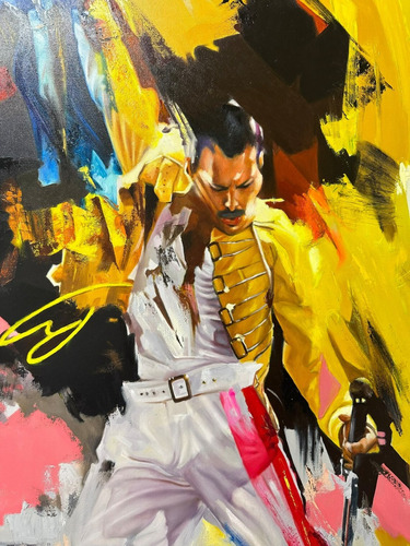 Quadro Tecido Canvas Freddie Mercury Queen Colorido Pintura