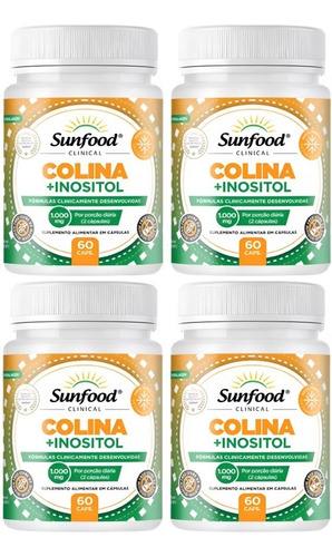 Suplemento Colina + Inositol Sunfood 60 Cápsulas Sabor Sem