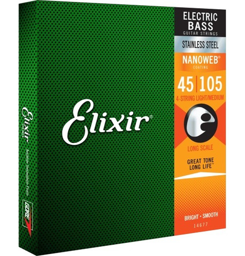 Cordas Para Baixo Elixir 14677 45 105 Aço Inoxidável