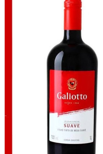 1 Garrafa De Vinho Galiotto Tinto Suave De 1 Litro.