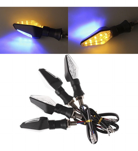 4pz Direccionales Led Moto Bicolor Secuencial Alto Brillo D1