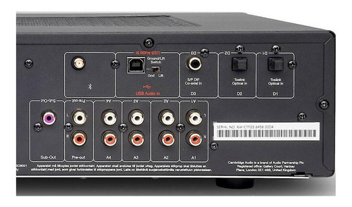 Cambridge Audio Cxa61 Amp Integrado 2ch 60w Rms Bt Rev Ofic Cor Prateado Potência de saída RMS 60 W