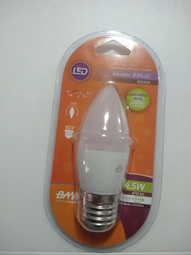 Baw Led Vela 4,5w 470lm E27 (b35l5c) X 5 Unidades Luz Cálida