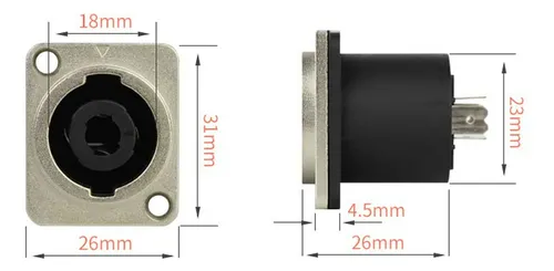 Conector Hembra Panel Jack Twist Lock 4 Pines Neutrik Nl4mp