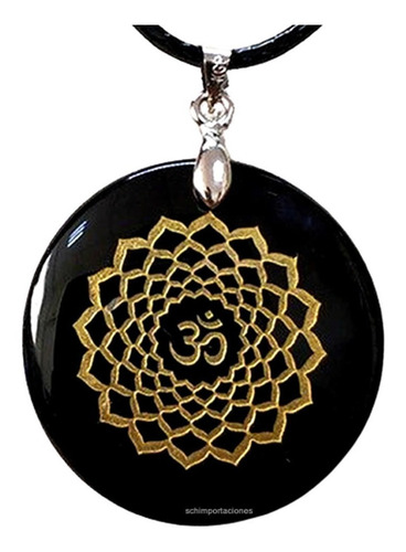 Nuevo Colgante Obsidiana - Flor De Loto - Aum - Exclusivo