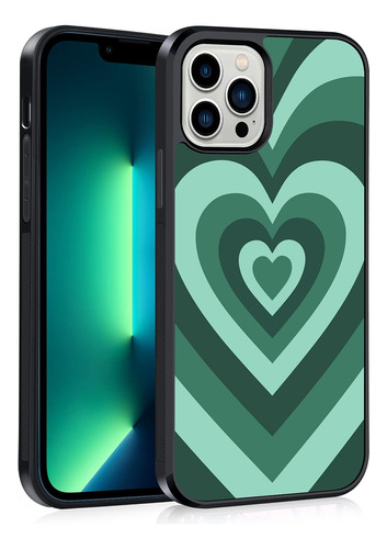 Funda Para iPhone 13 Pro Max, Verde/6.7 In/con Corazones