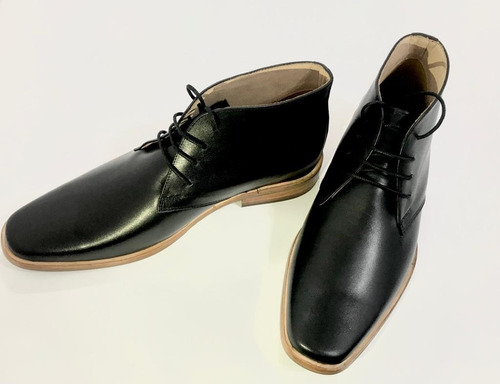 Bota Hombre Cuero Borcego Botita Zapato Negro 100 % Cuero