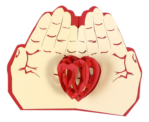 Tarjetas De Felicitación Rojas Con Diseño 3d Love In Hand Wi