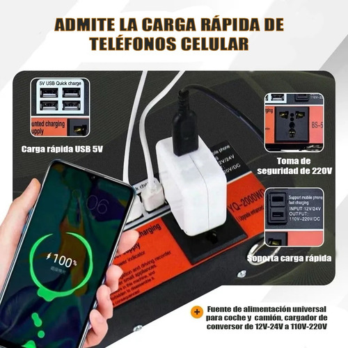 Inversor De Voltaje Auto Convertidor Corriente 200w 12v-220v