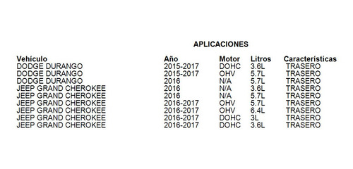 Rotor Trasero Dodge Durango 2017 5.7l Mopar