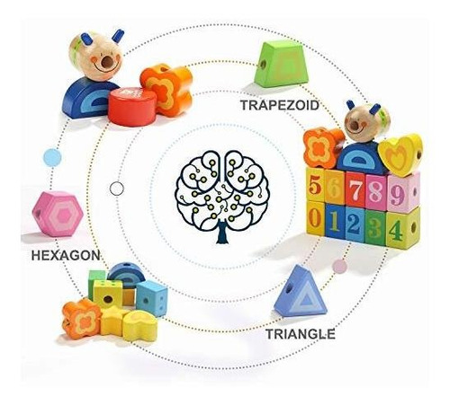 Imagen 3 de 6 de Top Bright Cuentas De Cordones De Madera Juguetes Para Niños