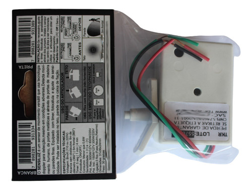Sensor De Presença Microondas Smr Com Fotocélula - Tektron
