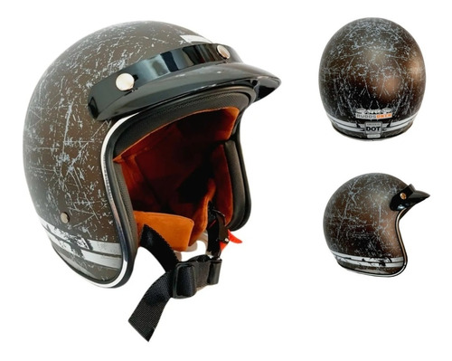 Casco Moto Abierto 3/4 Estilo Vintage Chopper Certificado 