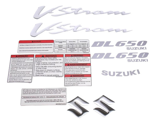 Kit Jogo Faixa Adesivo Resinado Suzuki Vstrom Dl650 Preta