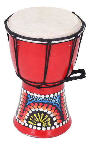 Djembe Africano De Tambor Pintado A Mano, 4 Pulgadas, Patrón