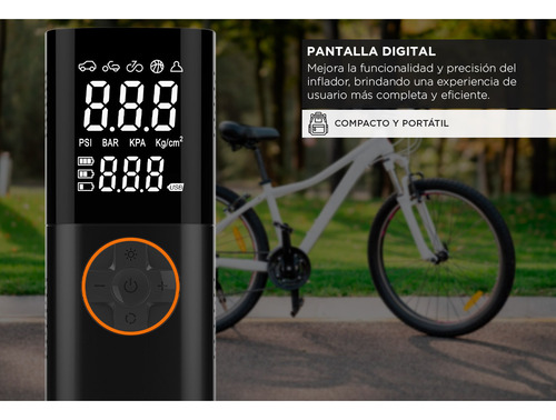 Inflador Gadnic Inalámbrico Recargable Luz Led + Linterna