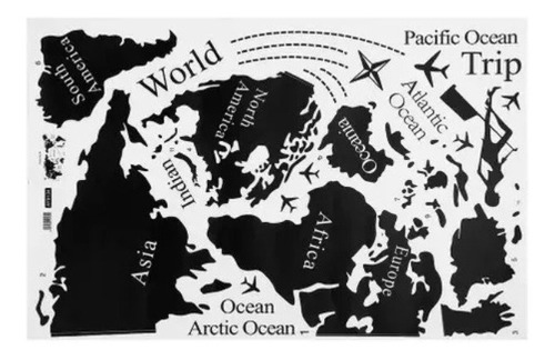 Vinilo Adhesivo Mapamundi 59 X 104 Cm Mapamundi Planisferio