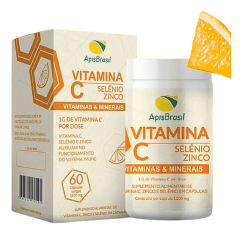 Vitamina C Com Selênio E Zinco Suplemento 1650mg Pote 60 Cps Sabor Sem Sabor