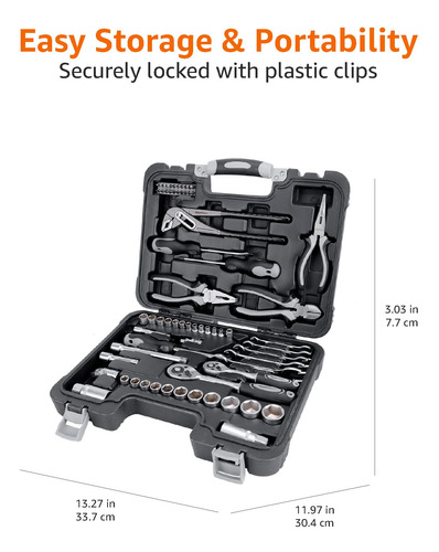 Juego De Herramientas Amazon Basics De 65 Piezas Para Repara