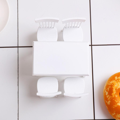Conjunto De Mesa E Cadeira Floral Branco 1:12 Para Casa De