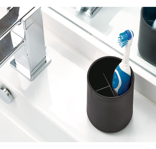 Juego De 2 Soportes Para Cepillos De Dientes Color Negro