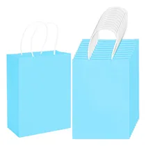Comprar 12 Bolsas Cumpleaños Papel Kraft Colores De 21x15x8cm Color Azul Claro Azul Claro
