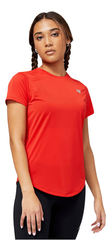 Remera New Balance Mujer Accelerate Manga Corta Roja