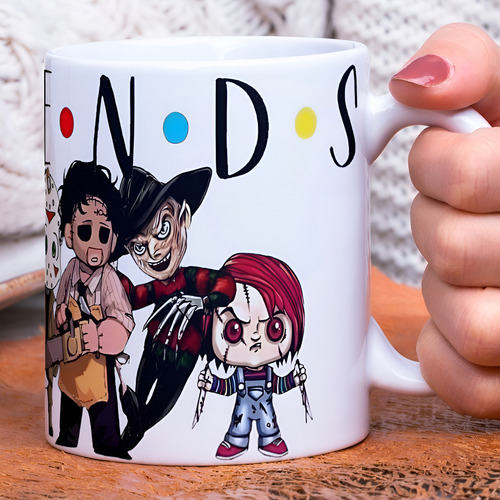 Caneca De Cerâmica Premium Chucky Pânico Jason Friends