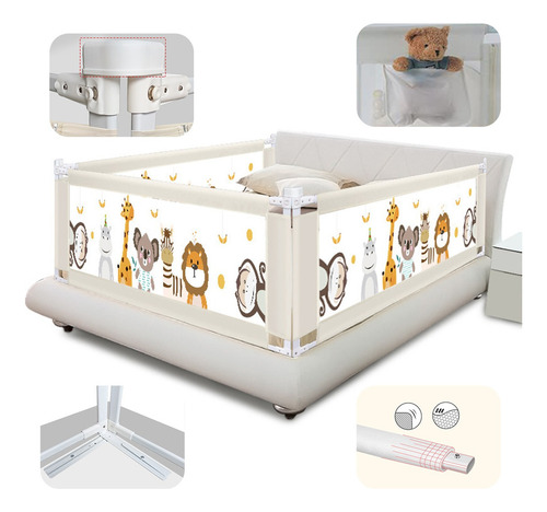 Baranda De Cama Seguridad Bebe Plegable Ajustable 180cm