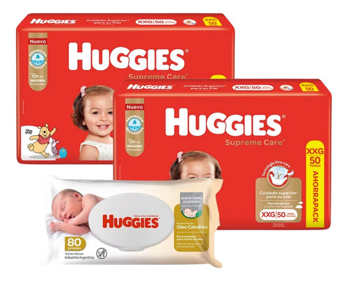 Set 2 Pañales Huggies Supreme Care Y Toallitas Humedas X80u