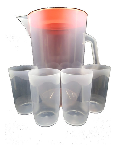 Jarra 5 Litros Con 4 Vasos Plástico Resistente 