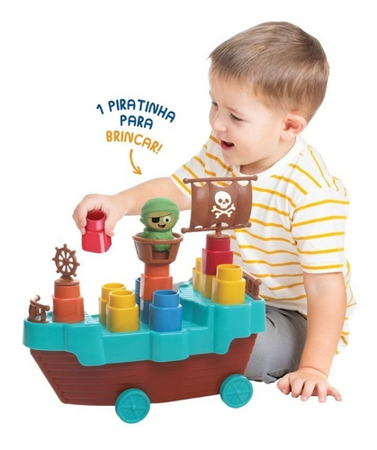 Barco Pirata Com Fofo Blocos - 1a Infancia - Elka