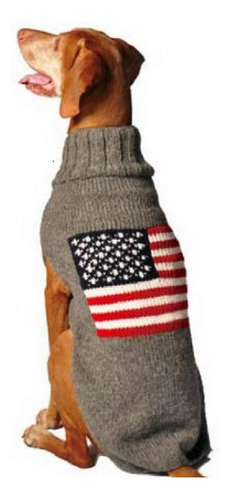 Chilly Dog Sueter De Perro Con Bandera Americana, Xxl, Negro